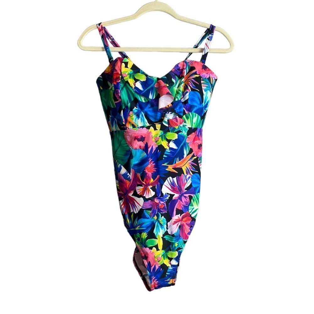 Women’s Tropical Blue Floral Swim Sarong / One-Piece Cover